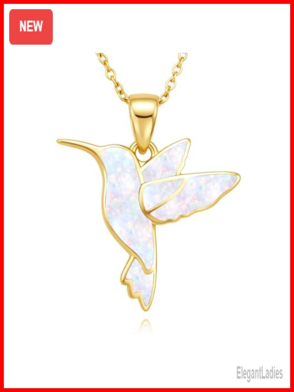 18K Gold Plated Opal Hummingbird Necklace S925 Sterling Silver Pendant